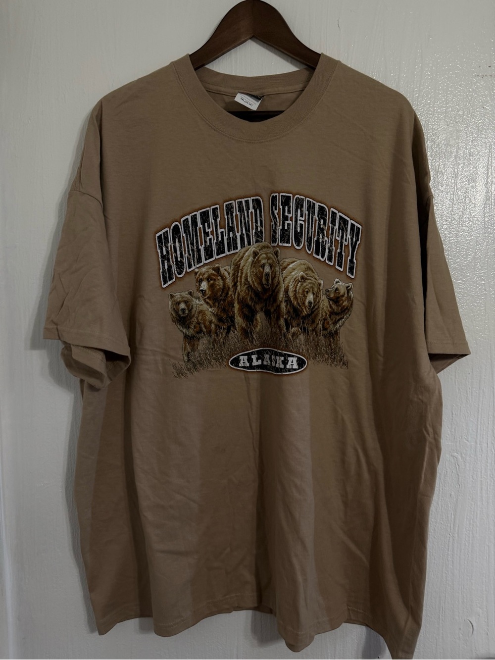Y2K Homeland Security Hanes Beefy Alaska Bears Size 3XL Shirt Brown Short Sleeve
